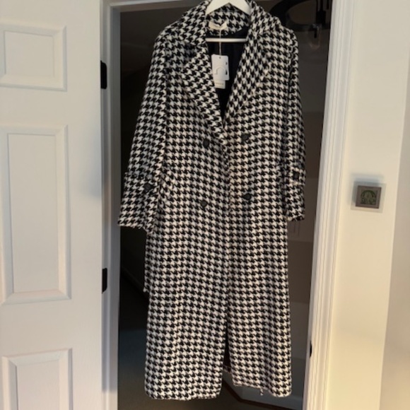 COMMENCE Oversized Houndstooth Tweed Trench Coat Size M NWT - Picture 9 of 10